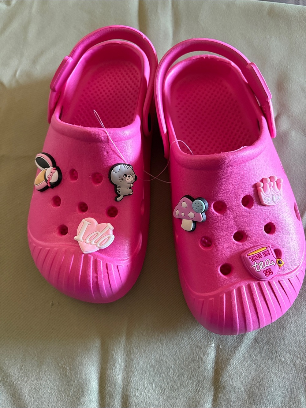 Kids Pink Slip-On Clogs with Fun Charms